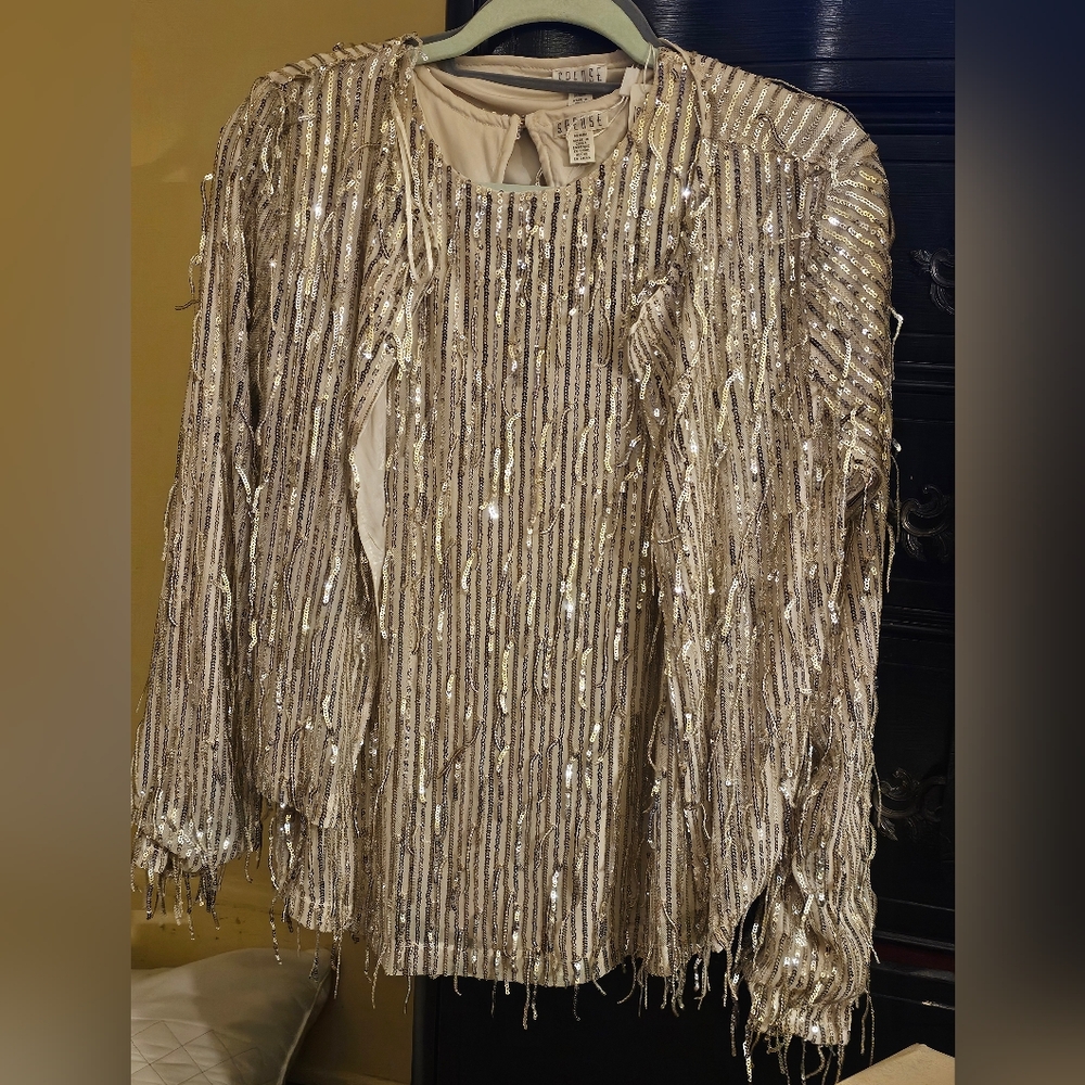 Spense Gold / Silver Sequin Jacket And Sleeveless Shirt